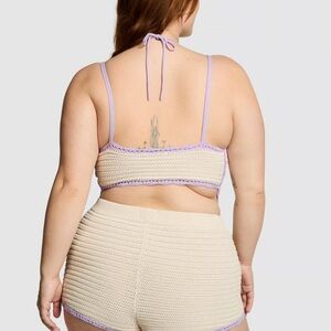 PINK Women's Cream and Purple Knit Shorts XXL NEW NO TAG